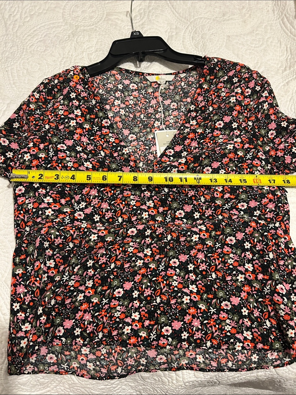 Boden Olive Floral V-Neck Blouse with Pink and White Flowers NWT - Picture 7 of 9